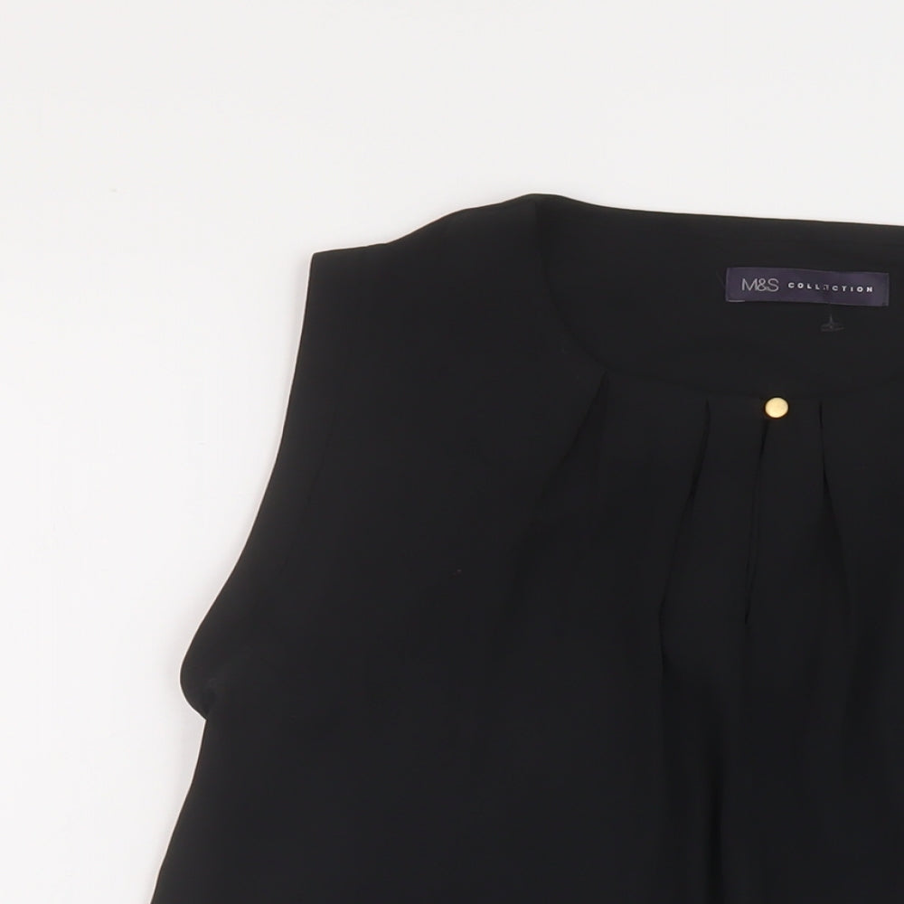 Marks and Spencer Womens Black Polyester Basic Tank Size 10 Round Neck
