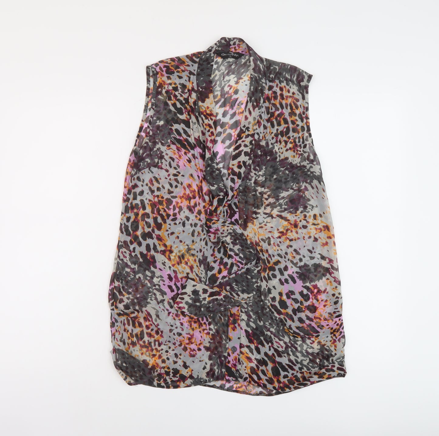 Miss Selfridge Womens Multicoloured Animal Print Polyester Basic T-Shirt Size 10 V-Neck