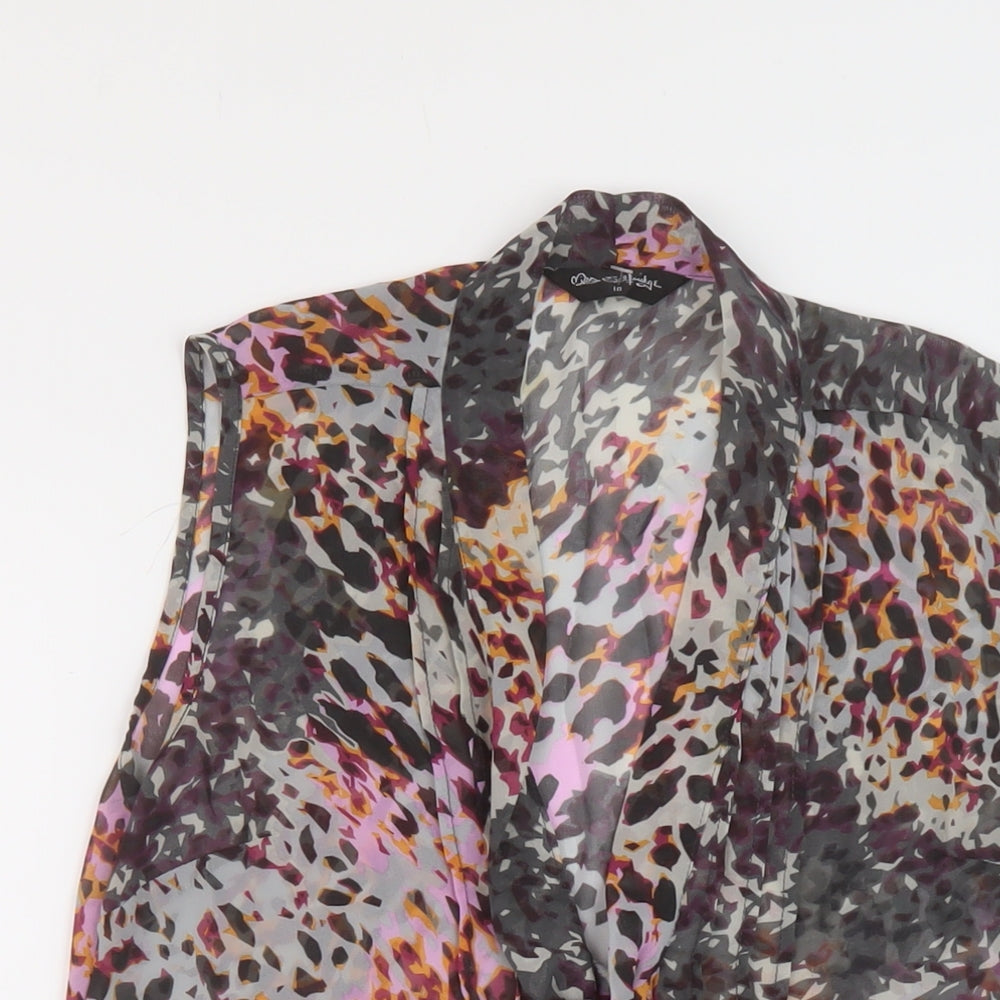 Miss Selfridge Womens Multicoloured Animal Print Polyester Basic T-Shirt Size 10 V-Neck