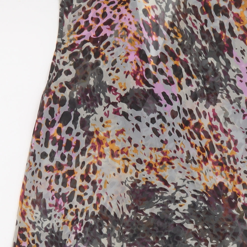 Miss Selfridge Womens Multicoloured Animal Print Polyester Basic T-Shirt Size 10 V-Neck