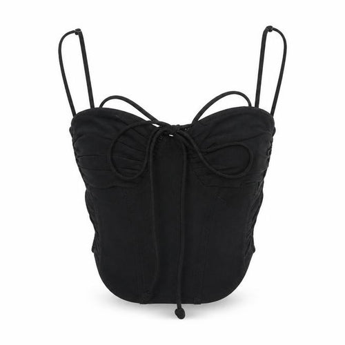 Bershka Womens Black Polyester Cropped Tank Size XS Sweetheart