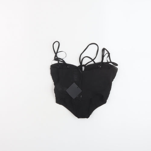 Bershka Womens Black Polyester Cropped Tank Size XS Sweetheart