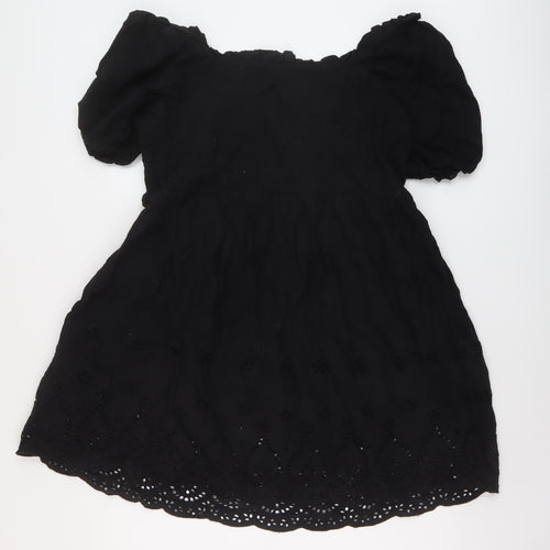 Yours Womens Black Cotton A-Line Size 20 Square Neck Pullover