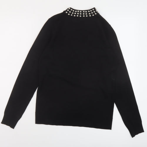 Very Womens Black Mock Neck Acrylic Pullover Jumper Size 10