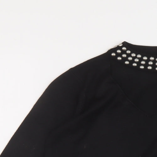 Very Womens Black Mock Neck Acrylic Pullover Jumper Size 10
