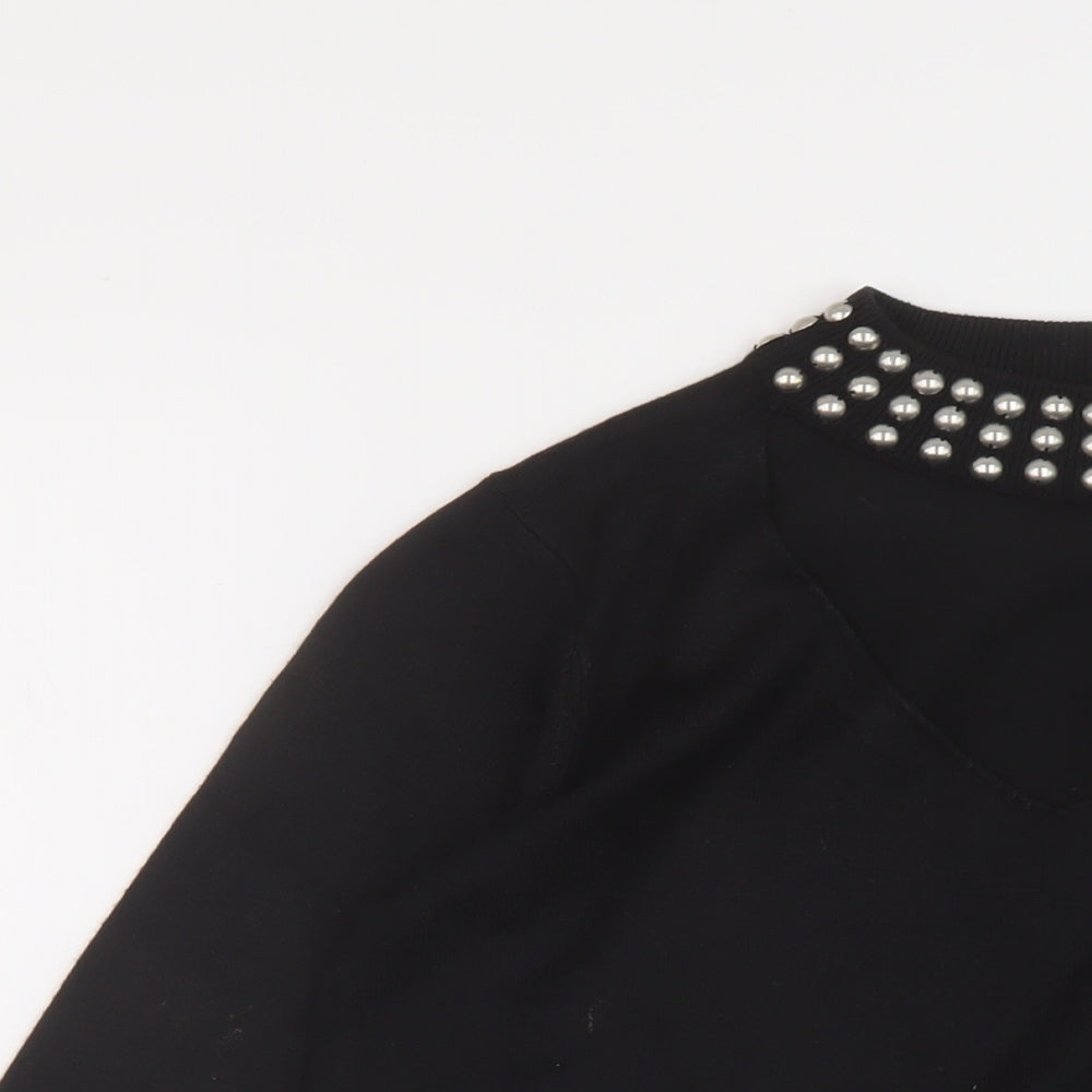 Very Womens Black Mock Neck Acrylic Pullover Jumper Size 10