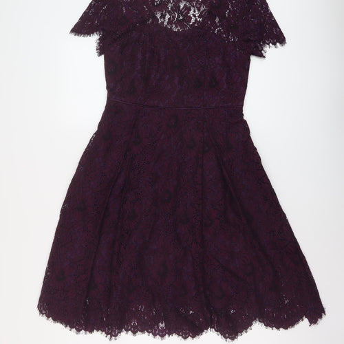 Marks and Spencer Womens Purple Cotton A-Line Size 10 Round Neck Zip