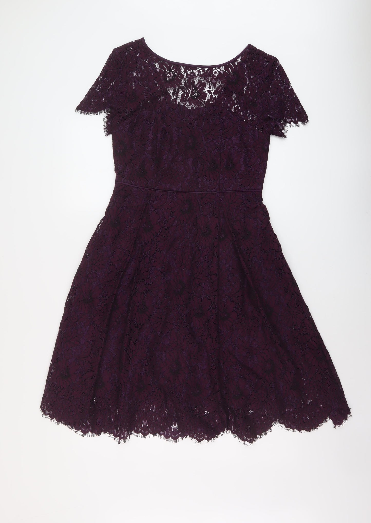Marks and Spencer Womens Purple Cotton A-Line Size 10 Round Neck Zip