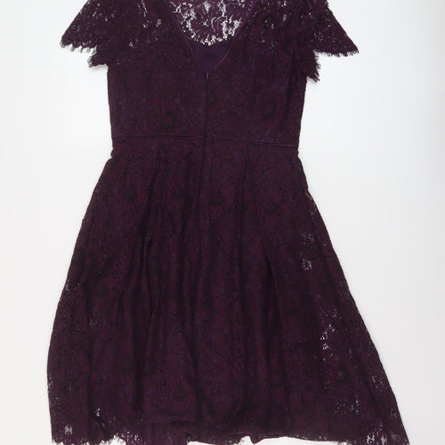 Marks and Spencer Womens Purple Cotton A-Line Size 10 Round Neck Zip