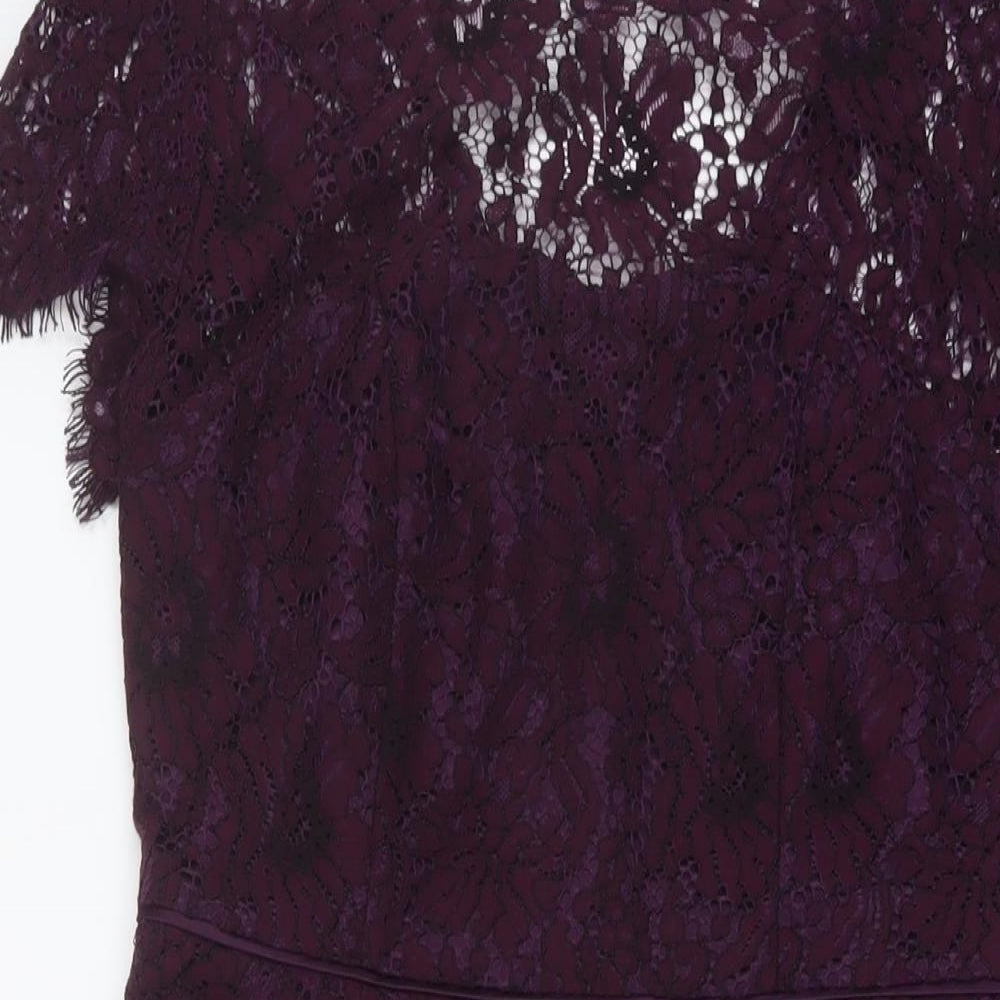 Marks and Spencer Womens Purple Cotton A-Line Size 10 Round Neck Zip