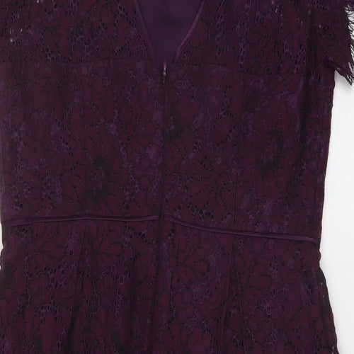 Marks and Spencer Womens Purple Cotton A-Line Size 10 Round Neck Zip