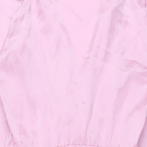 Zara Womens Pink Polyester Shirt Dress Size S V-Neck Zip