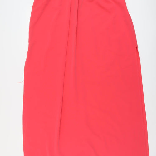 Topshop Womens Pink Polyester A-Line Skirt Size 16 Zip