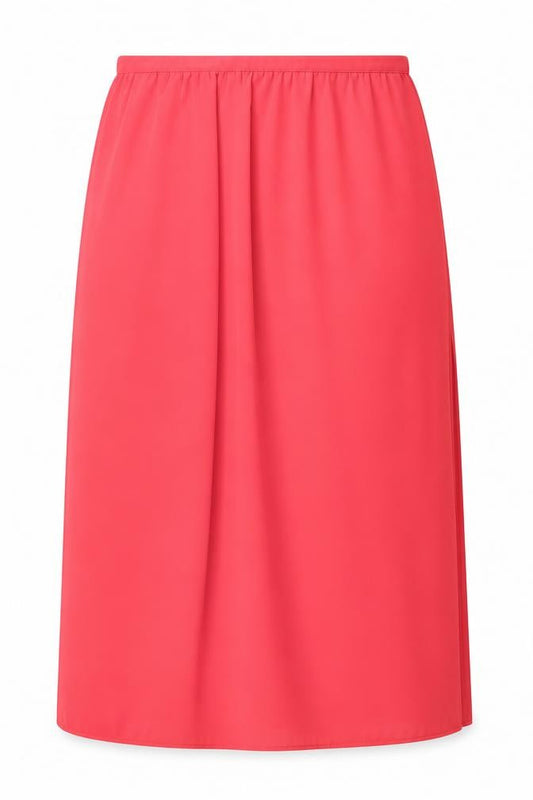 Front view of Topshop women’s pink polyester a-line skirt, size UK 16, zip