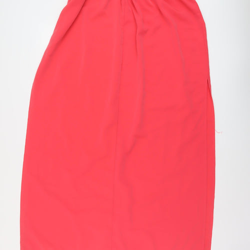 Topshop Womens Pink Polyester A-Line Skirt Size 16 Zip