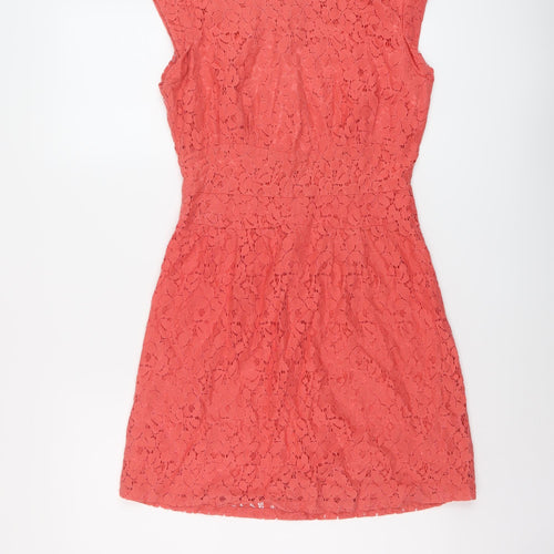 Apricot Womens Orange Cotton A-Line Size 10 Round Neck Zip