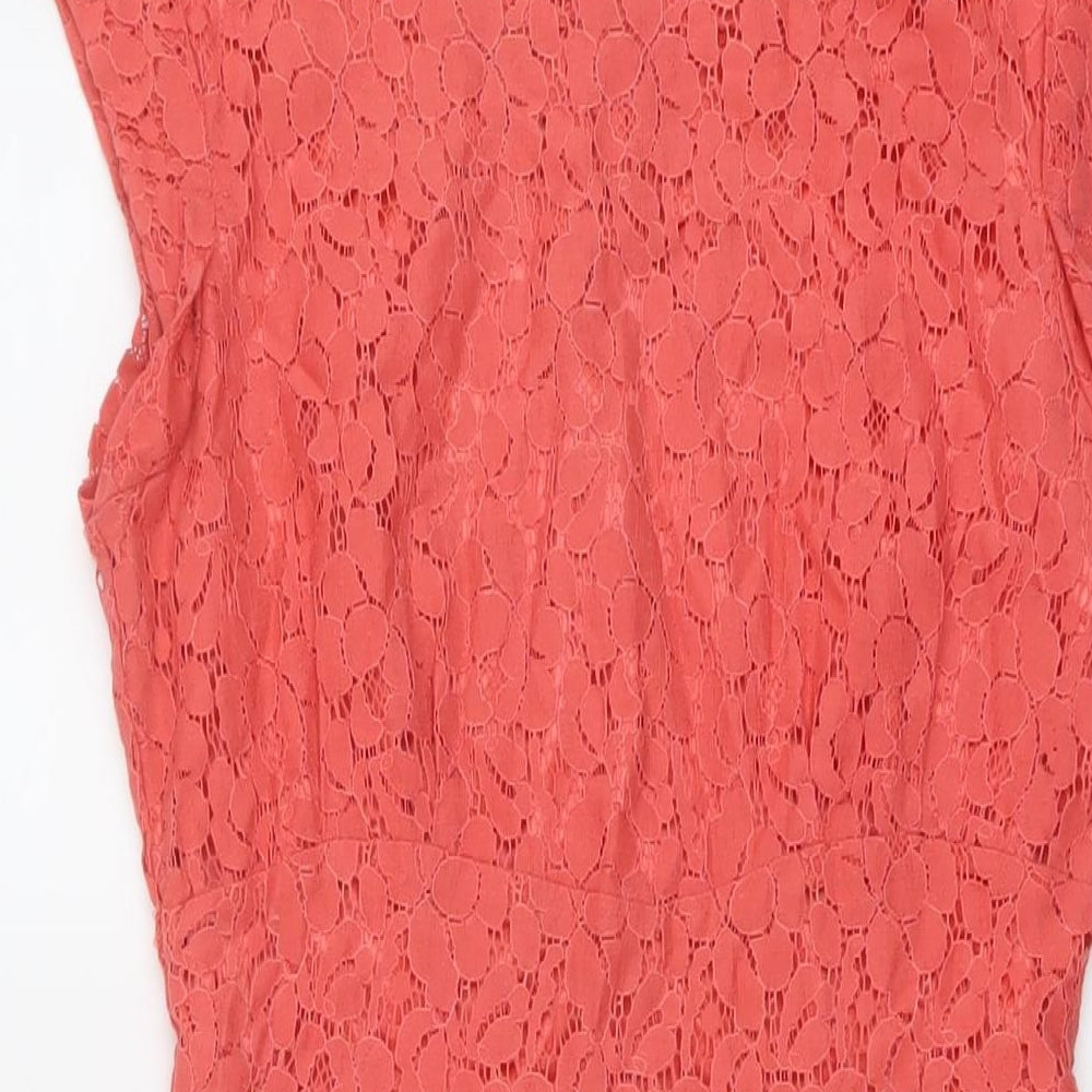 Apricot Womens Orange Cotton A-Line Size 10 Round Neck Zip