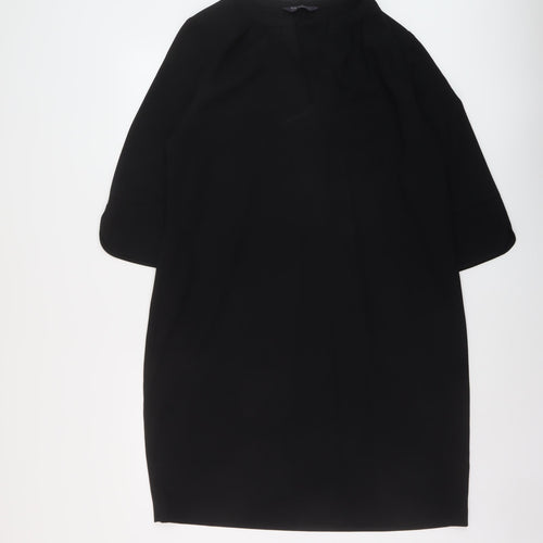 Marks and Spencer Womens Black Polyester A-Line Size 14 V-Neck Pullover