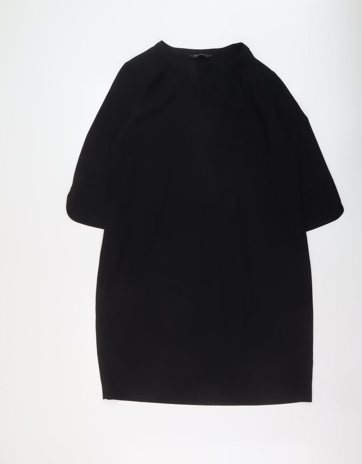 Marks and Spencer Womens Black Polyester A-Line Size 14 V-Neck Pullover