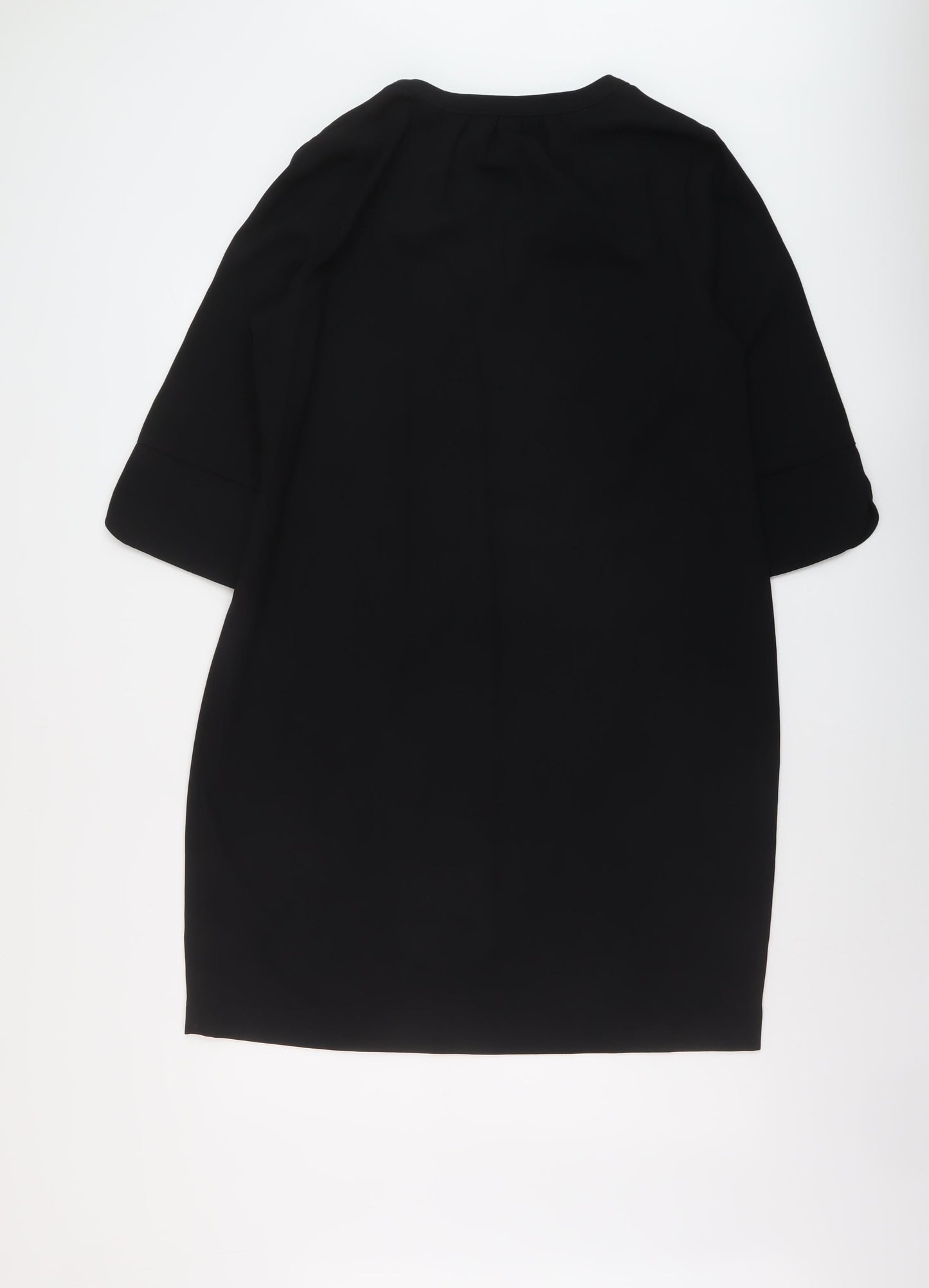 Marks and Spencer Womens Black Polyester A-Line Size 14 V-Neck Pullover
