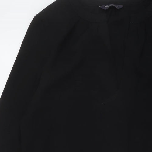 Marks and Spencer Womens Black Polyester A-Line Size 14 V-Neck Pullover