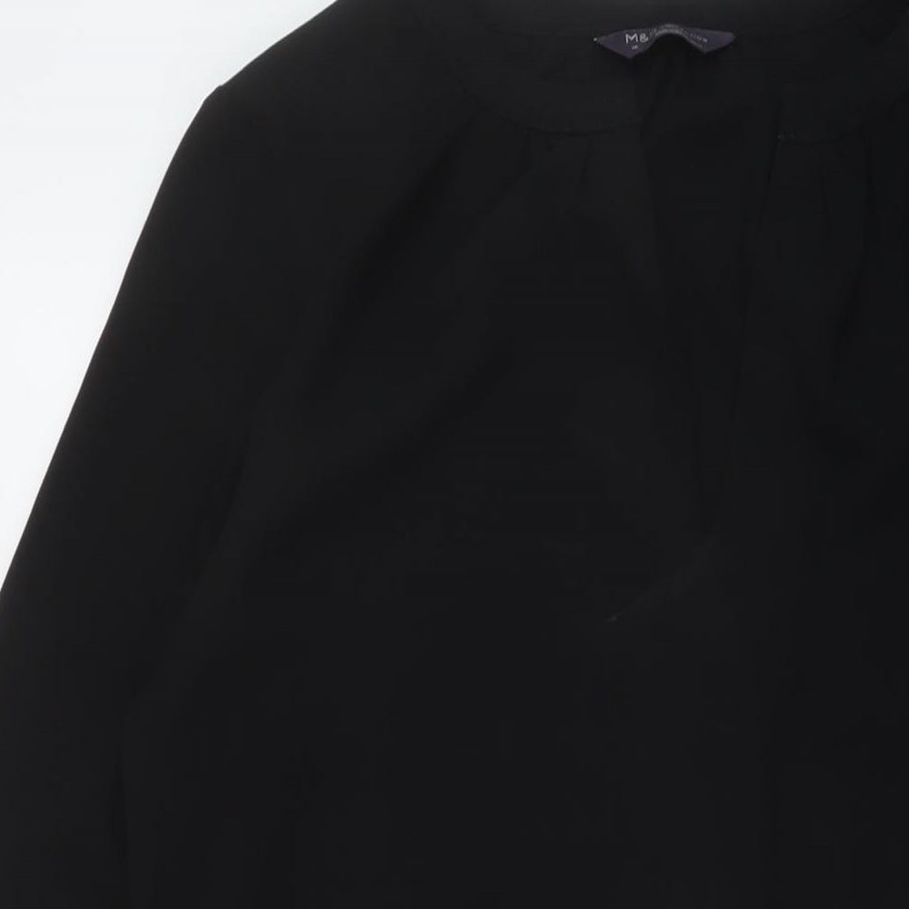 Marks and Spencer Womens Black Polyester A-Line Size 14 V-Neck Pullover