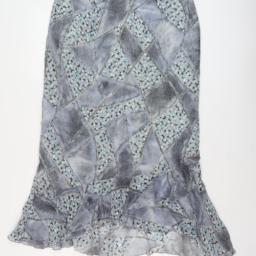 Steilmann Womens Blue Geometric Polyester A-Line Skirt Size 32 in Zip