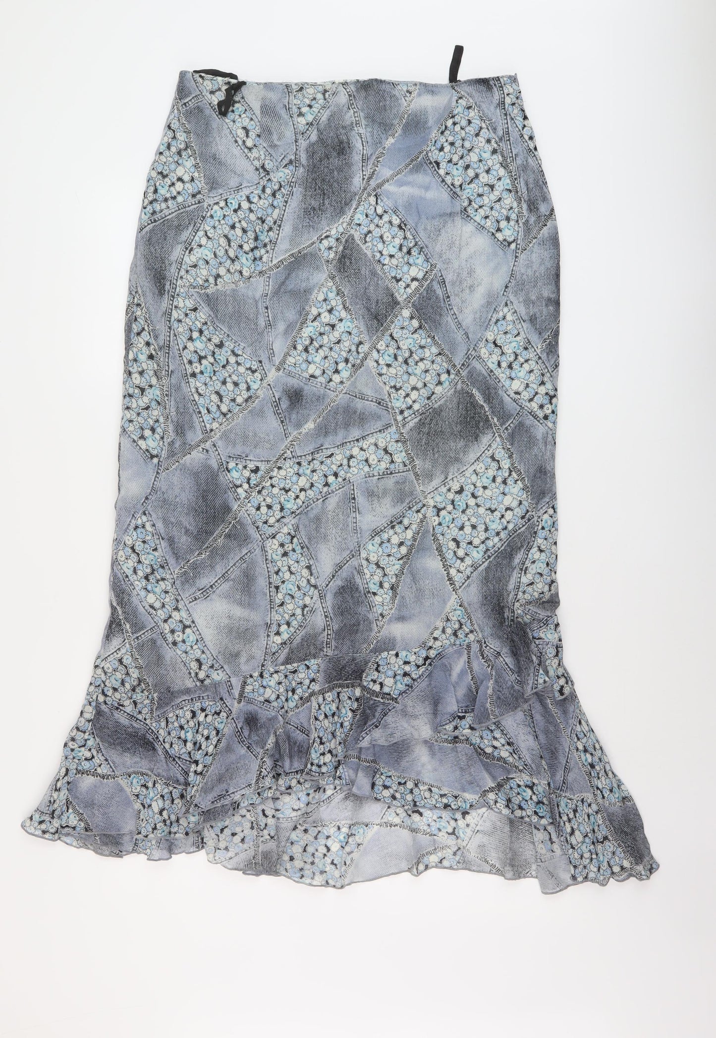 Steilmann Womens Blue Geometric Polyester A-Line Skirt Size 32 in Zip