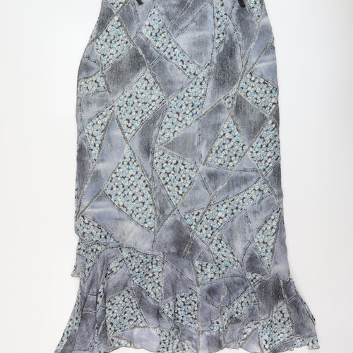 Steilmann Womens Blue Geometric Polyester A-Line Skirt Size 32 in Zip