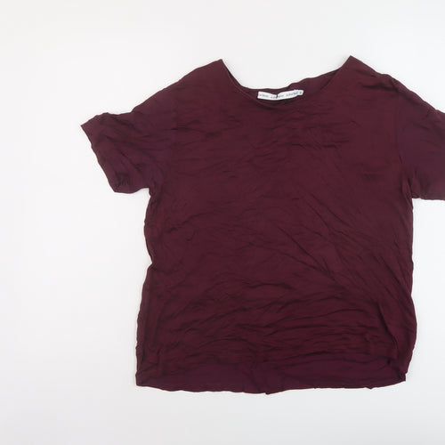 & Other Stories Womens Red Viscose Basic T-Shirt Size 8 Crew Neck