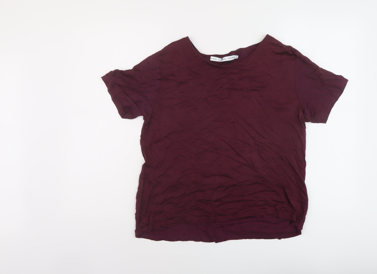 & Other Stories Womens Red Viscose Basic T-Shirt Size 8 Crew Neck