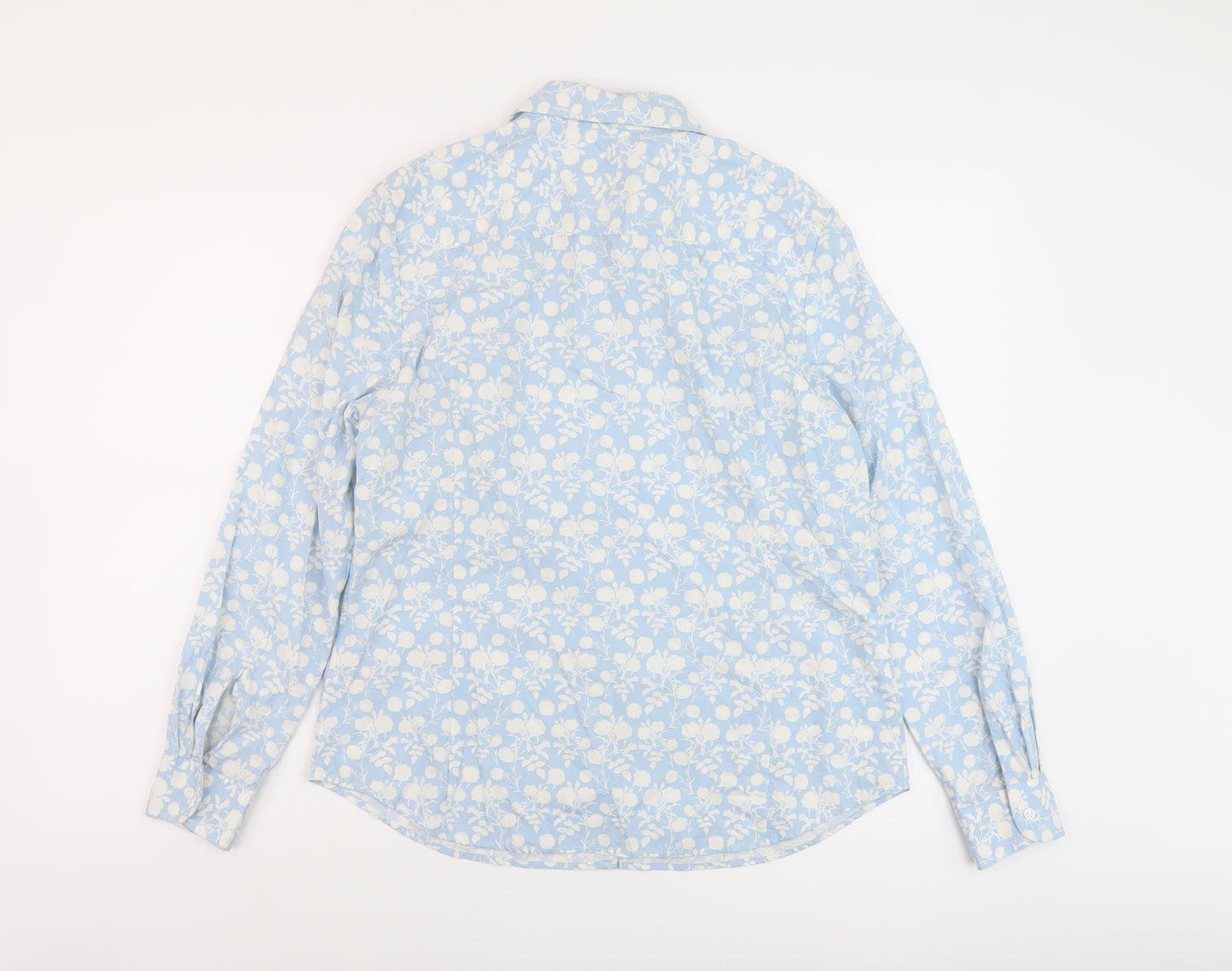 Charles Tyrwhitt Womens Blue Geometric Cotton Basic Button-Up Size 14 Collared