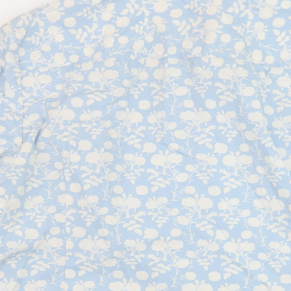 Charles Tyrwhitt Womens Blue Geometric Cotton Basic Button-Up Size 14 Collared