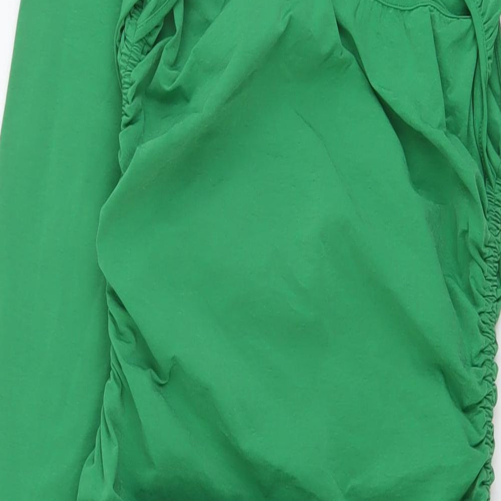 Zara Womens Green Polyester Bodycon Size M Round Neck Zip