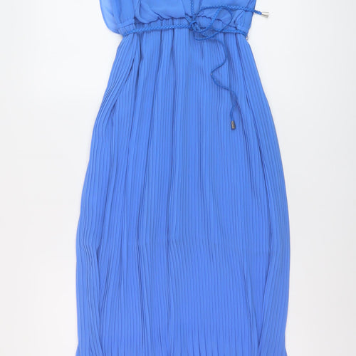 Oasis Womens Blue Polyester A-Line Size 8 Round Neck Zip