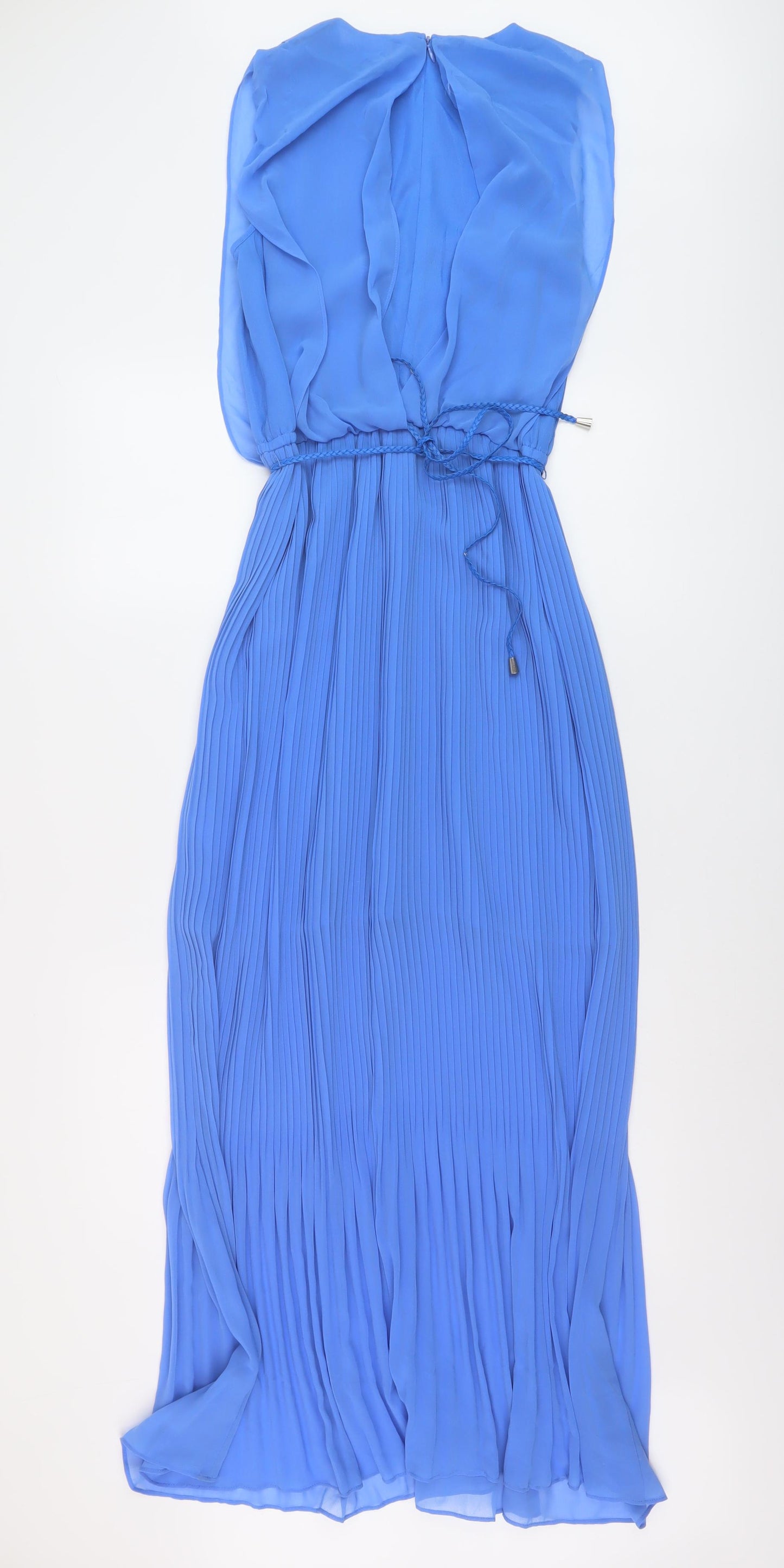 Oasis Womens Blue Polyester A-Line Size 8 Round Neck Zip