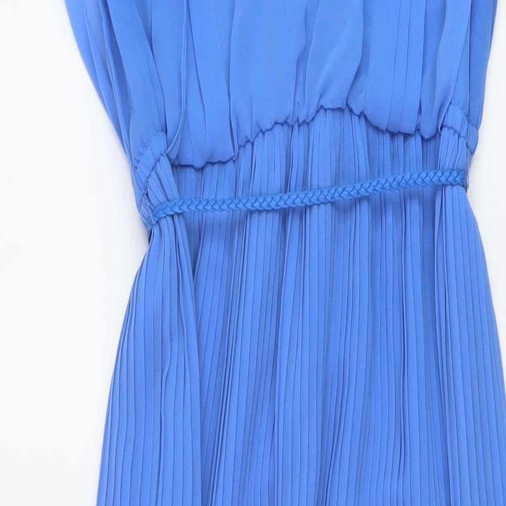 Oasis Womens Blue Polyester A-Line Size 8 Round Neck Zip