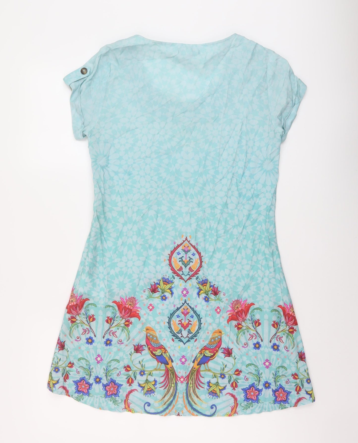 Joe Browns Womens Blue Geometric Viscose A-Line Size 10 Round Neck Pullover