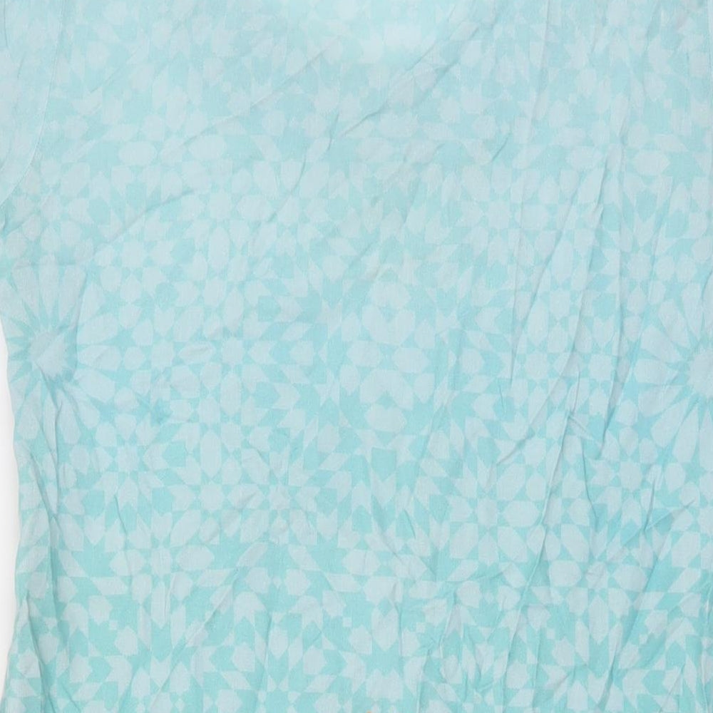 Joe Browns Womens Blue Geometric Viscose A-Line Size 10 Round Neck Pullover