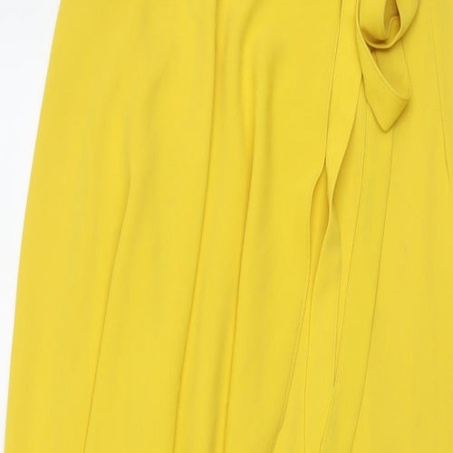 River Island Womens Yellow Polyester Wrap Skirt Size 10 Tie