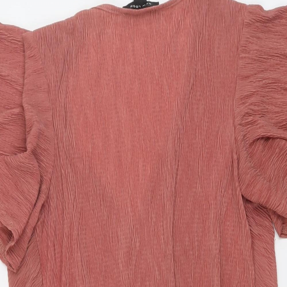 New Look Womens Pink Polyester Bodysuit One-Piece Size 10 Snap