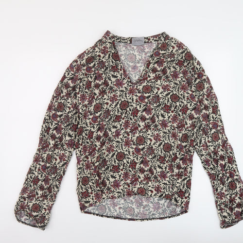 Reclaimed Vintage Womens Multicoloured Geometric Viscose Basic Blouse Size M V-Neck