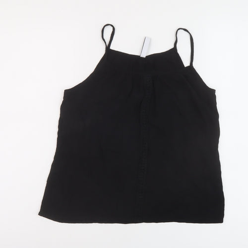 Page One Womens Black Viscose Basic Tank Size 10 Round Neck
