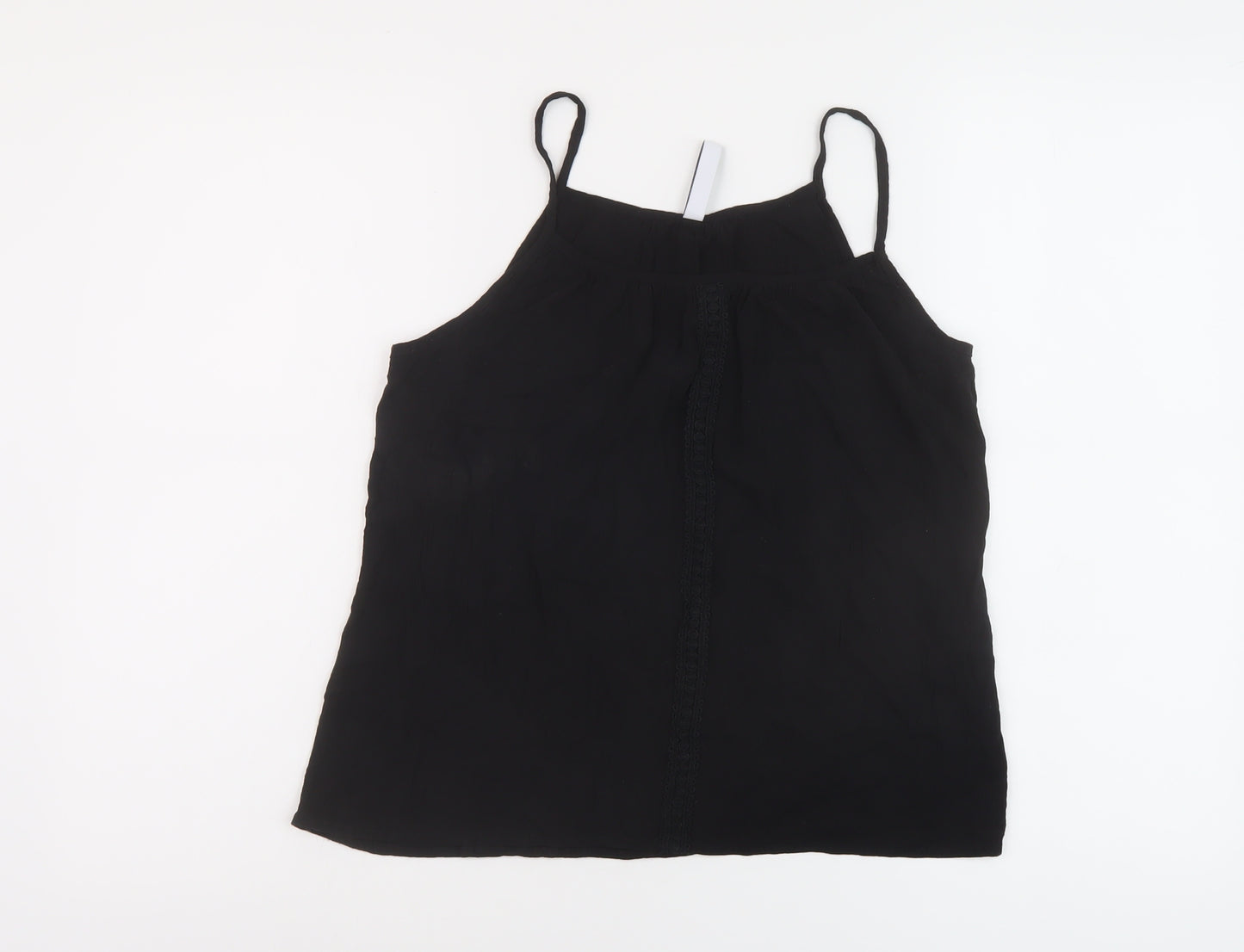 Page One Womens Black Viscose Basic Tank Size 10 Round Neck
