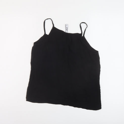 Page One Womens Black Viscose Basic Tank Size 10 Round Neck
