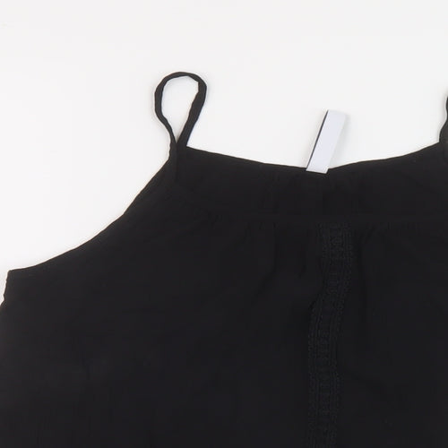 Page One Womens Black Viscose Basic Tank Size 10 Round Neck