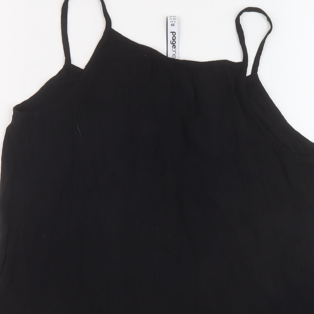 Page One Womens Black Viscose Basic Tank Size 10 Round Neck