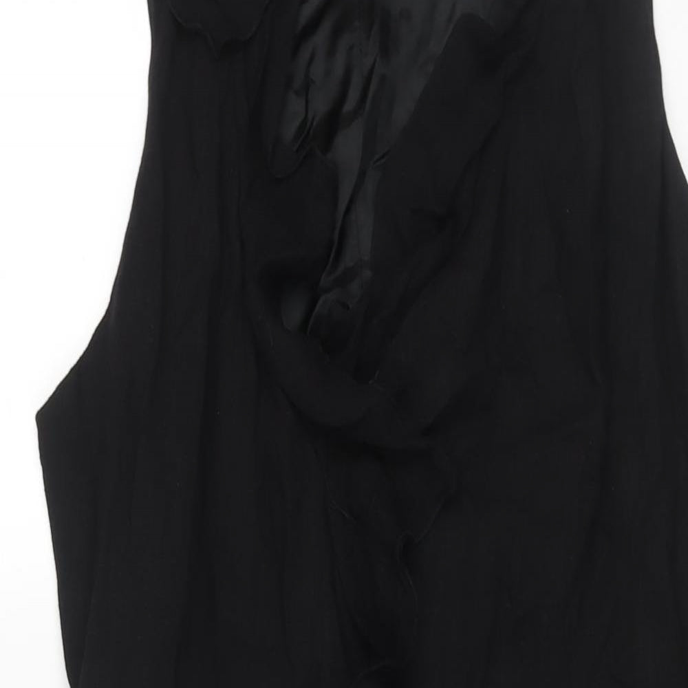 Zara Womens Black Viscose Wrap Dress Size 12 V-Neck Tie - Frill