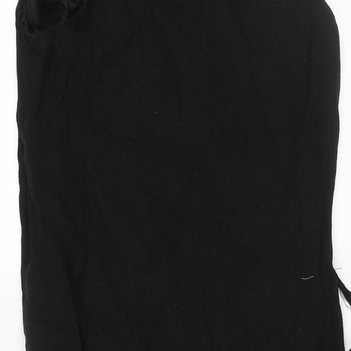 Zara Womens Black Viscose Wrap Dress Size 12 V-Neck Tie - Frill