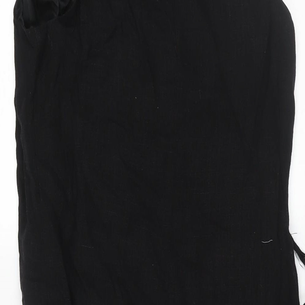 Zara Womens Black Viscose Wrap Dress Size 12 V-Neck Tie - Frill